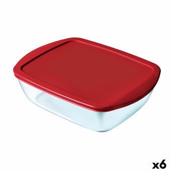 Rektangulær madkasse med Låg Pyrex Cook & Store Rektangulær 1 L Rød Glas (6 enheder)