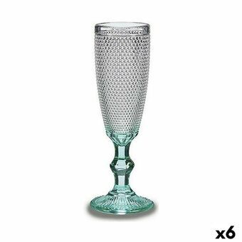 Champagneglas Points Gennemsigtig Turkisblå Glas 6 enheder (185 ml)
