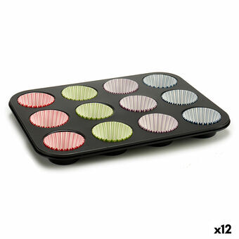Muffinform Multifarvet Bageplade (7 x 7 x 3 cm) (35 x 3 x 26,5 cm) (12 enheder)