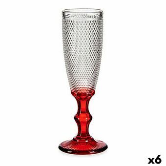 Champagneglas Rød Gennemsigtig Points Glas 6 enheder (180 ml)
