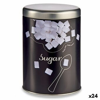 Blik Sukker Sort Metal 1 L 10,5 x 15 x 10,5 cm (24 enheder)