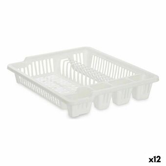 Afdrypningssstativ til køkkenvask 46 x 8 x 37,5 cm Hvid Plastik (12 enheder)