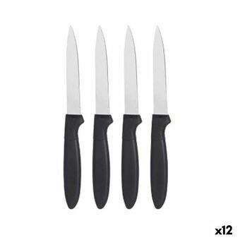 Knivsæt Sort Sølvfarvet Rustfrit stål Plastik 19,5 x 2 x 1 cm (12 enheder)