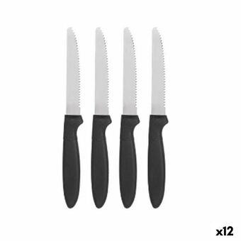 Knivsæt Sort Sølvfarvet Rustfrit stål Plastik 19,5 cm (12 enheder)