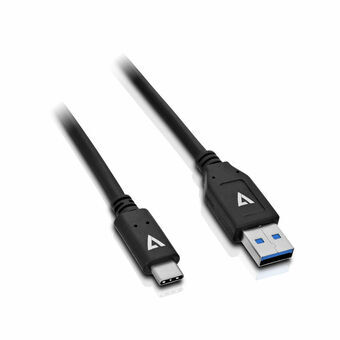 USB A til USB C-kabel V7 V7U2C-1M-BLK-1E      Sort 1 m