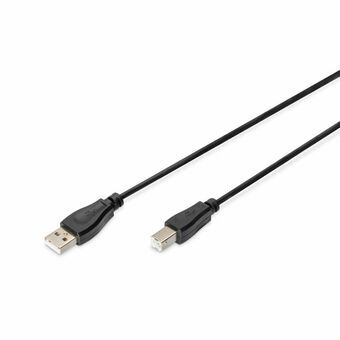 USB A til USB B-kabel Digitus AK-300102-010-S Sort 1 m