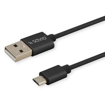 USB A til USB C-kabel Savio CL-129 Sort 2 m