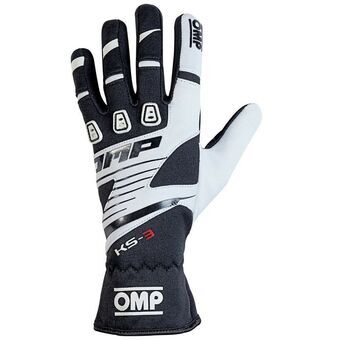 Karting Gloves OMP KS-3 Hvid/Sort Sort/Hvid M