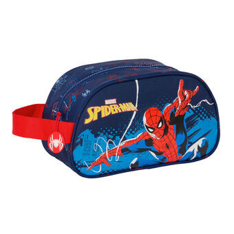 Skoletoilettaske Spider-Man Neon Marineblå 26 x 15 x 12 cm