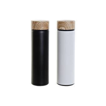 Flaske i rustfrit stål DKD Home Decor Filter Sort Hvid Bambus (550 ml) (2 enheder)