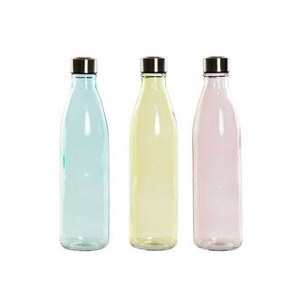 Flaske DKD Home Decor Krystal Blå Pink Rustfrit stål Gul (8 x 8 x 31 cm) (3 enheder)
