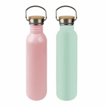 Flaske i rustfrit stål DKD Home Decor Pink Himmelblå (7 cm) (25 cm) (800 ml)