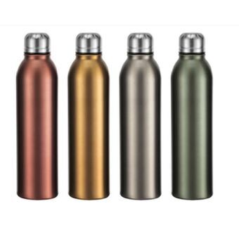 Flaske DKD Home Decor Rød Sølvfarvet Grå Gylden Rustfrit stål Grøn (6,5 x 6,5 x 25,2 cm) (4 enheder)