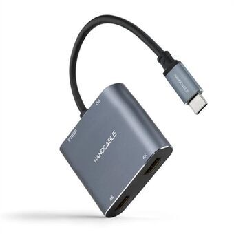 USB C til HDMI-adapter NANOCABLE 10.16.4305 4K Ultra HD Grå 15 cm