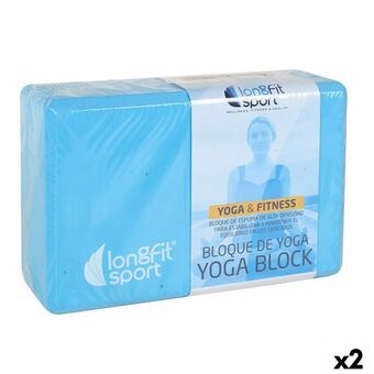 Yoga blok LongFit Sport Blå 12,5 x 15 x 7,5 cm (2 enheder)