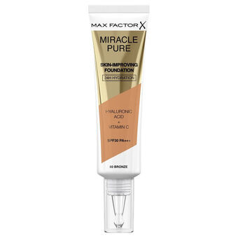 Flydende makeup foundation Max Factor Miracle Pure 80-bronze SPF 30 (30 ml)