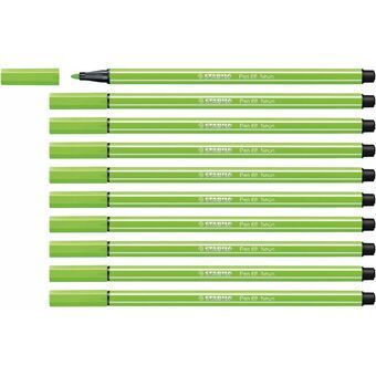 Markør Stabilo Pen 68 Fluorescerende Grøn 10 enheder