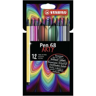 Sæt med Fiberpenne Stabilo Pen 68 ARTY 12 Dele Multifarvet