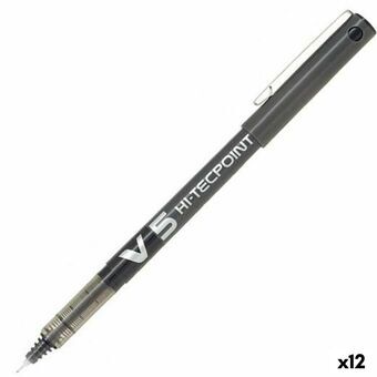 Pen med flydende blæk Pilot V-5 Hi-Tecpoint Sort 0,3 mm (12 enheder)