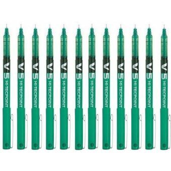 Liquid ink ballpoint pen Pilot Roller V-5 Grøn 12 enheder