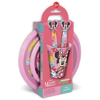 Sæt med spiseting til børn Minnie Mouse Pink 5 Dele