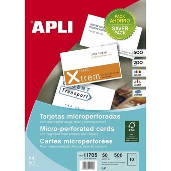 Business cards Apli Hvid 50 Ark 90 x 50,8 mm