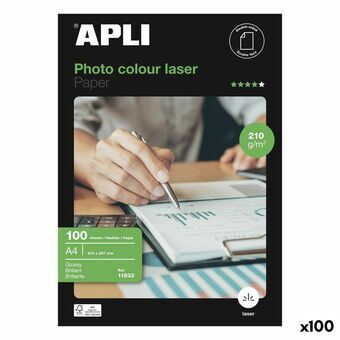 Glossy fotopapir Apli Laser 100 Ark Dobbeltsidet A4 160 g/m2