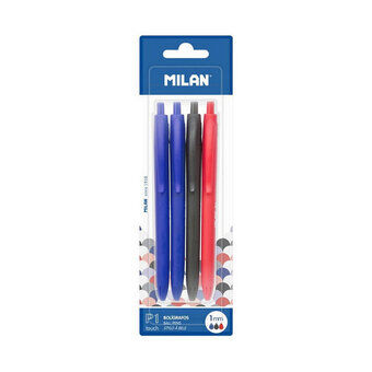 Sæt med Kuglepenne Milan BWM10254 Multifarvet PVC (4 uds)