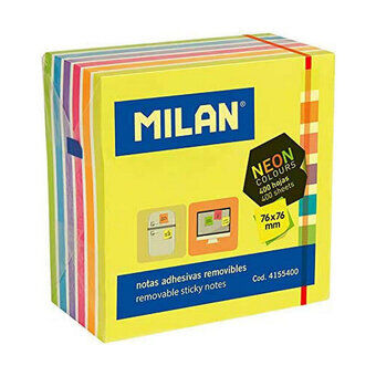 Notesblokken Milan Neon Auto bindemiddel Gul (7,6 x 7,6 cm)