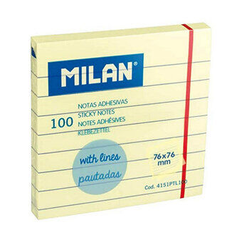 Notesblokken Milan Auto bindemidler Stribet Gul 7,6 x 7,6 cm