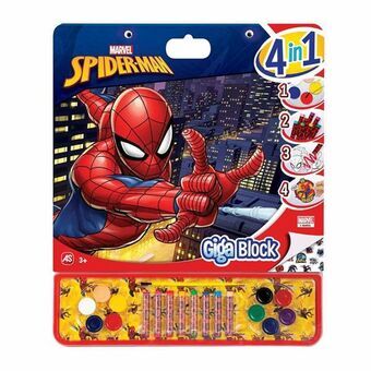 Blok med Tegninger til Farvelægning Spider-Man Giga Block 4-i-1 35 x 41 cm