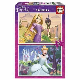 Sæt med 2 Puslespil Disney Princess Cinderella and Rapunzel 48 Dele