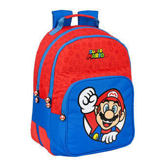 Skoletaske Super Mario Rød Blå (32 x 42 x 15 cm)