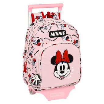 Skolerygsæk med Hjul Minnie Mouse Me time Pink (28 x 34 x 10 cm)