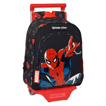 Skolerygsæk med Hjul Spiderman Hero Sort 27 x 33 x 10 cm
