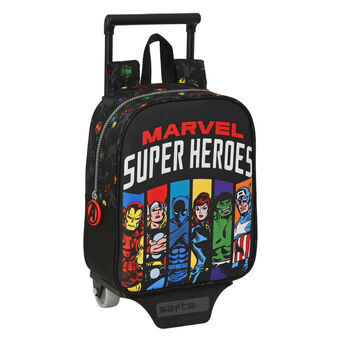 Skolerygsæk med Hjul The Avengers Super heroes Sort (22 x 27 x 10 cm)