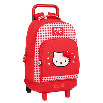 Skolerygsæk med Hjul Hello Kitty Spring Rød (33 x 45 x 22 cm)