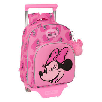 Skolerygsæk med Hjul Minnie Mouse Loving Pink 28 x 34 x 10 cm