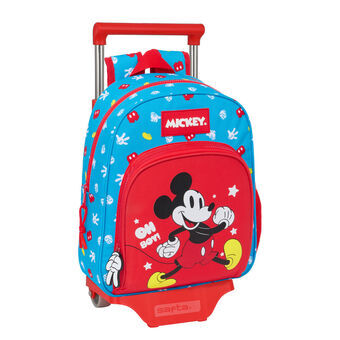 Skolerygsæk med Hjul Mickey Mouse Clubhouse Fantastic Blå Rød 28 x 34 x 10 cm