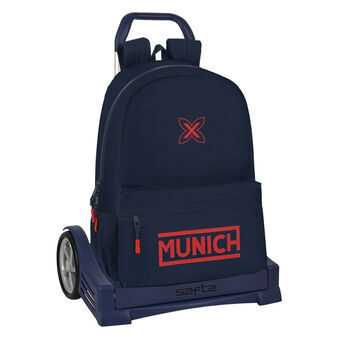 Skolerygsæk med Hjul Munich Flash Marineblå 30 x 46 x 14 cm