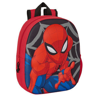 3D Skoletaske Spiderman Sort Rød 27 x 33 x 10 cm