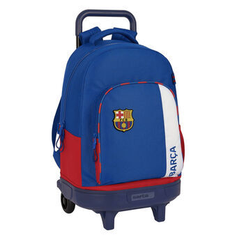 Skolerygsæk med Hjul F.C. Barcelona Blå Rødbrun 33 X 45 X 22 cm