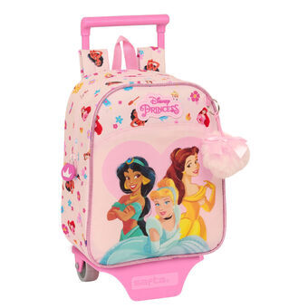 Skolerygsæk med Hjul Princesses Disney Summer adventures Pink 22 x 27 x 10 cm