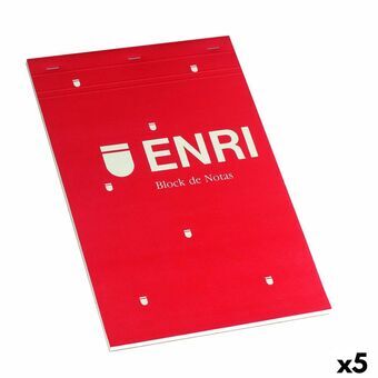 Notesblokken ENRI Rød A4 80 Ark 4 mm (5 enheder)