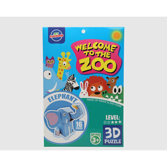 3D Puslespil Zoo Elefant 27 x 18 cm 16 Dele