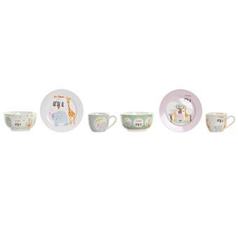 Sæt med spiseting til børn DKD Home Decor Porcelæn (2 enheder)