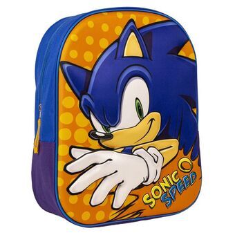 3D Skoletaske Sonic Orange Blå 25 x 31 x 9 cm