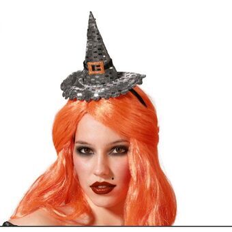 Hårbøjle Hat Heks Halloween Sølvfarvet