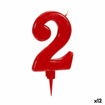 Stearinlys Rød Fødselsdag Tal 2 (12 enheder)
