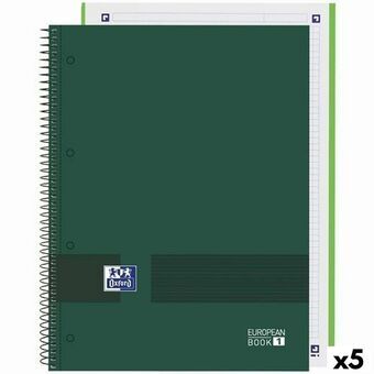 Notesbog Oxford European Book Write&Erase Militærgrøn A4 80 Ark 5 enheder